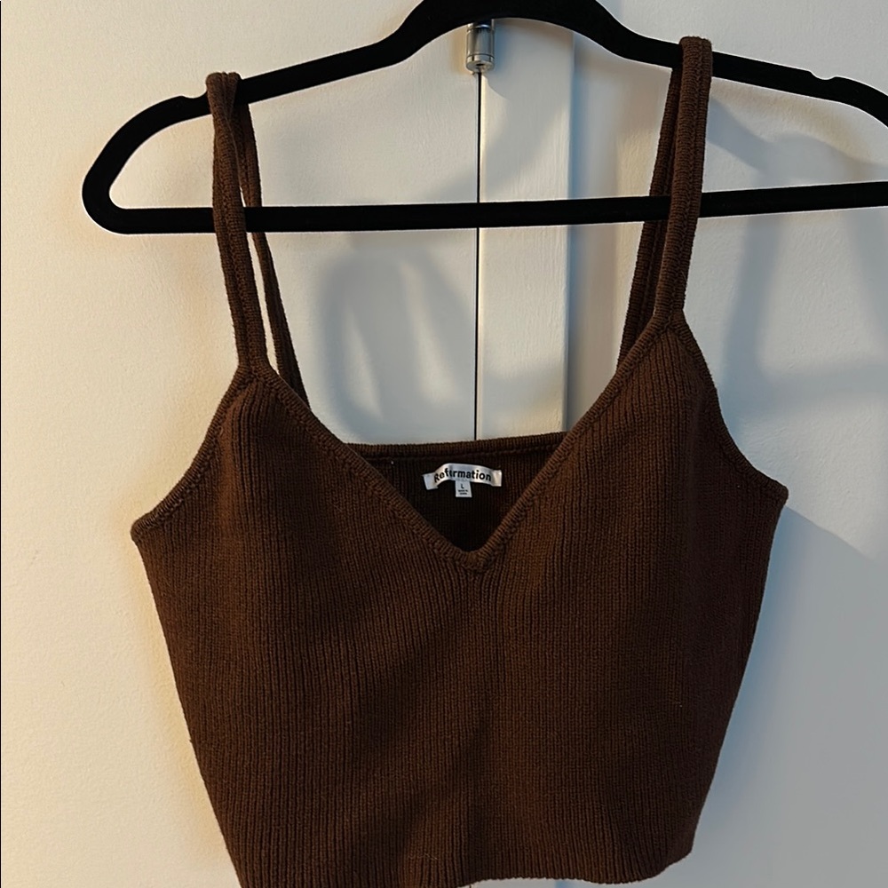 Reformation Knit V-Neck Crop Top